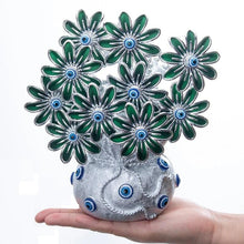 Load image into Gallery viewer, Dark Green Flowers with Evil Eyes in Feng Shui Money Bag Desktop Ornament - Ornament
