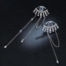 Load image into Gallery viewer, Dazzling Evil Eye Silver Statement Earrings - Earrings
