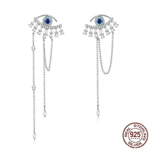 Dazzling Evil Eye Silver Statement Earrings - Earrings