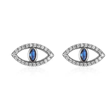 Load image into Gallery viewer, Deep Blue and White Stone Eye Shaped Evil Eye Earrings - Earrings
