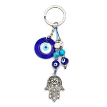 Load image into Gallery viewer, Deep Blue Evil Eye Keychains - 10 Designs - KeychainEvil Eye with Hamsa HandBlue
