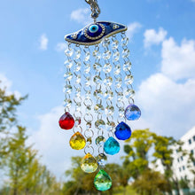 Load image into Gallery viewer, Deep Blue Evil Eye Wall Hanging with Suncatcher Crystals - Wall Hanging
