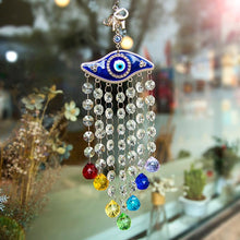 Load image into Gallery viewer, Deep Blue Evil Eye Wall Hanging with Suncatcher Crystals - Wall Hanging
