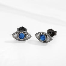 Load image into Gallery viewer, Deep Blue Stone Evil Eye Silver Earrings - Earrings
