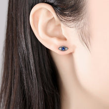 Load image into Gallery viewer, Deep Blue Stone Evil Eye Silver Earrings - Earrings
