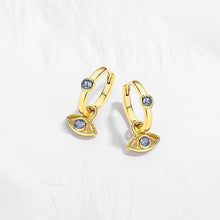 Load image into Gallery viewer, Dual Evil Eye Silver Hoop Earrings - EarringsRose Gold
