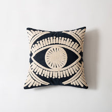 Load image into Gallery viewer, Embroidered Evil Eye Cushion Covers - Black and Pink - Cushion CoverBlack
