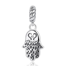 Load image into Gallery viewer, Engraved Hamsa Hand Silver Pendant - Pendant
