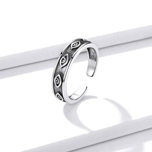 Load image into Gallery viewer, Engraved Silver Evil Eyes Finger Wrap Ring - Ring

