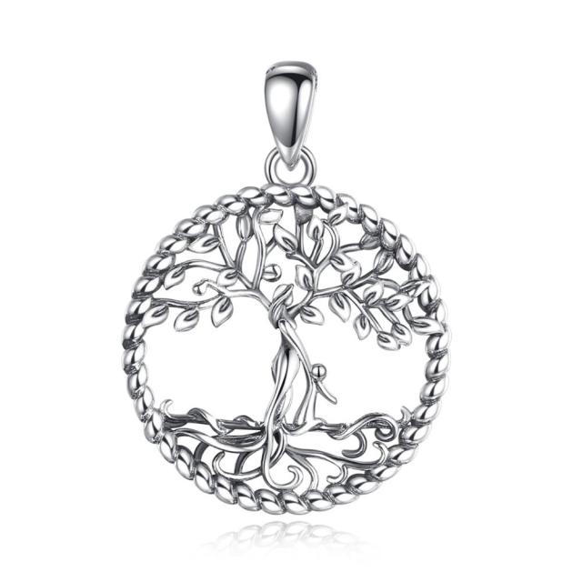 Engraved Silver Tree of Life Pendant and Necklace - NecklaceOnly Pendant