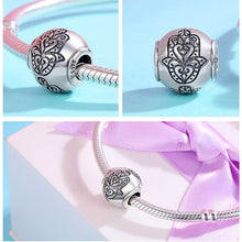 Load image into Gallery viewer, Engraved Spherical Hamsa Hand Silver Charm Bead - Charm Bead
