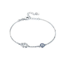 Load image into Gallery viewer, Evil Eye and Hamsa Hand Silver Bracelet - BraceletSilver
