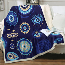 Load image into Gallery viewer, Evil Eye Blanket (Sherpa Fleece - Small to Extra Large) - Home DecorBlue Evil Eye DesignSmall
