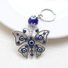 Load image into Gallery viewer, Evil Eye Butterfly Metallic Keychain - Keychain
