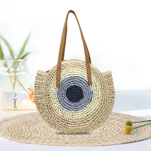 Load image into Gallery viewer,   Evil Eye Design Woven Rattan Straw Bag - 0BeigeChina
