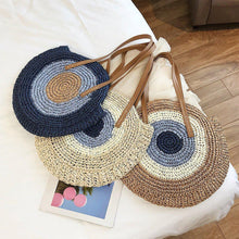 Load image into Gallery viewer,   Evil Eye Design Woven Rattan Straw Bag - 0Light BrownChina
