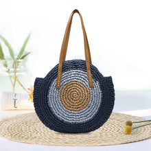 Load image into Gallery viewer,   Evil Eye Design Woven Rattan Straw Bag - 0BlueChina
