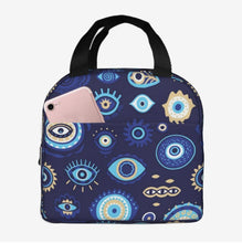 Load image into Gallery viewer, Evil Eye Lunch Bag (Insulated with Exterior Pocket) - AccessoriesBlue
