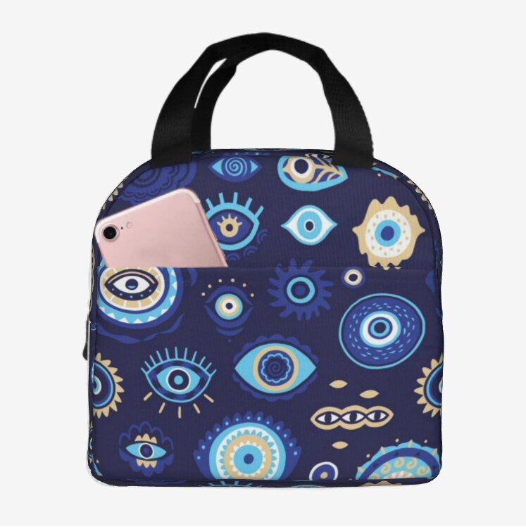 Evil Eye Lunch Bag (Insulated with Exterior Pocket) - AccessoriesBlue
