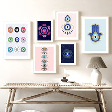 Load image into Gallery viewer, Evil Eye Posters - Series 1 - Home DecorEvil Eye with Hamsa Hand5.1” x 7.1”
