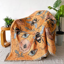Load image into Gallery viewer, Evil Eye with Bees and Flowers Multipurpose Blanket, Wall Hanging, Sofa Cover, and More - Home Decor
