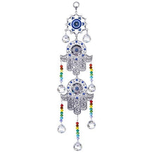 Load image into Gallery viewer, Evil Eye with Dual Hamsa Hands Wall Hanging with Suncatcher Crystals - Wall Hanging
