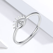 Load image into Gallery viewer, Evil Eye with Eye Lashes Silver Ring - Ring6
