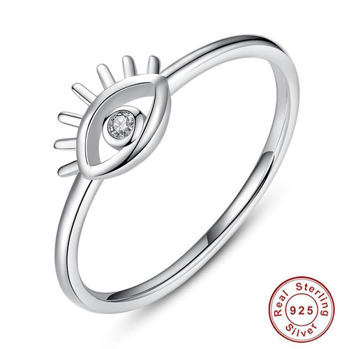 Evil Eye with Eye Lashes Silver Ring - Ring6