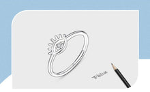 Load image into Gallery viewer, Evil Eye with Eye Lashes Silver Ring - Ring6

