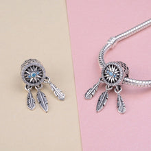 Load image into Gallery viewer, Evil Eye with Feathers Silver Pendant - Pendant
