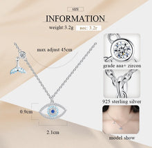 Load image into Gallery viewer, Evil Eye with Fish Tail Silver Necklace - Necklace
