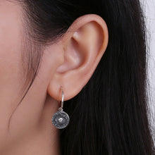 Load image into Gallery viewer, Evil Eye with Full Moon Silver Earrings - Earrings
