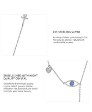 Load image into Gallery viewer, Evil Eye with Hearts and Holy Cross Silver Necklace - Necklace
