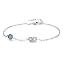 Load image into Gallery viewer, Evil Eye with Infinity Symbol Silver Bracelet - BraceletSilver
