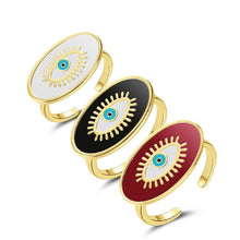 Load image into Gallery viewer, Evil Eye with Lashes Black Evil Eye Ring - RingRed

