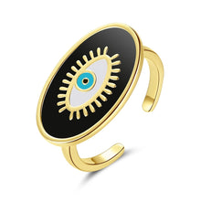 Load image into Gallery viewer, Evil Eye with Lashes Black Evil Eye Ring - RingBlack
