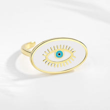 Load image into Gallery viewer, Evil Eye with Lashes White Evil Eye Ring - RingWhite
