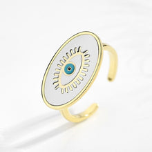 Load image into Gallery viewer, Evil Eye with Lashes White Evil Eye Ring - RingWhite
