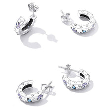 Load image into Gallery viewer, Evil Eye with Moon and Stars Silver Earrings - Earrings

