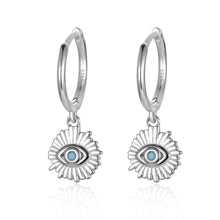 Load image into Gallery viewer, Evil Eye with Sun Silver Earrings - EarringsSilver
