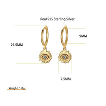 Load image into Gallery viewer, Evil Eye with Sun Silver Earrings - EarringsGold
