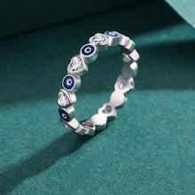 Load image into Gallery viewer, Evil Eyes and Hearts Silver Ring - Ring5
