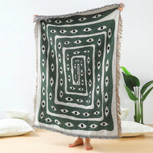 Load image into Gallery viewer, Evil Eyes inside Coiled Green Snake Multipurpose Blanket, Wall Hanging, and More - Home Decor
