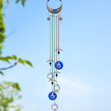 Load image into Gallery viewer, Evil Eyes with Cresent Moon Wall Hanging with Suncatcher Crystals - Wall Hanging
