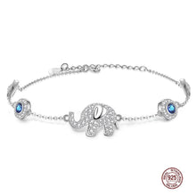 Load image into Gallery viewer, Evil Eyes with Elephants Silver Bracelet - BraceletSilver
