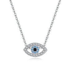 Load image into Gallery viewer, Eye Shaped Blue and White Stone Evil Eye Silver Necklaces - NecklaceSingle Deep Blue Stone
