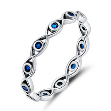Load image into Gallery viewer, Eye Shaped Evil Eye Finger Wrap Ring - Ring6Dark Blue
