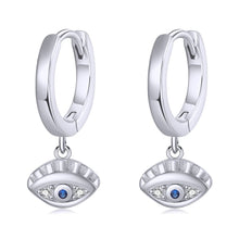 Load image into Gallery viewer, Eye Shaped Evil Eye Hoop Earrings - EarringsSilver
