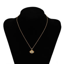 Load image into Gallery viewer, Eye Shaped Evil Eye with Colourful Stones Pendant Necklace - Jewellery
