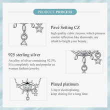Load image into Gallery viewer, Eye Shaped Evil Eye with Star Charm Silver Necklace - Necklace

